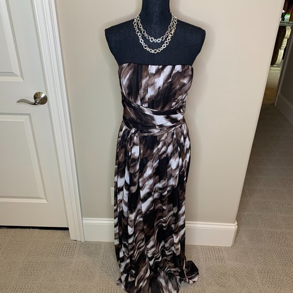 BCBG Strapless Brown, Black, And white Dress NWOT - Picture 2 of 6